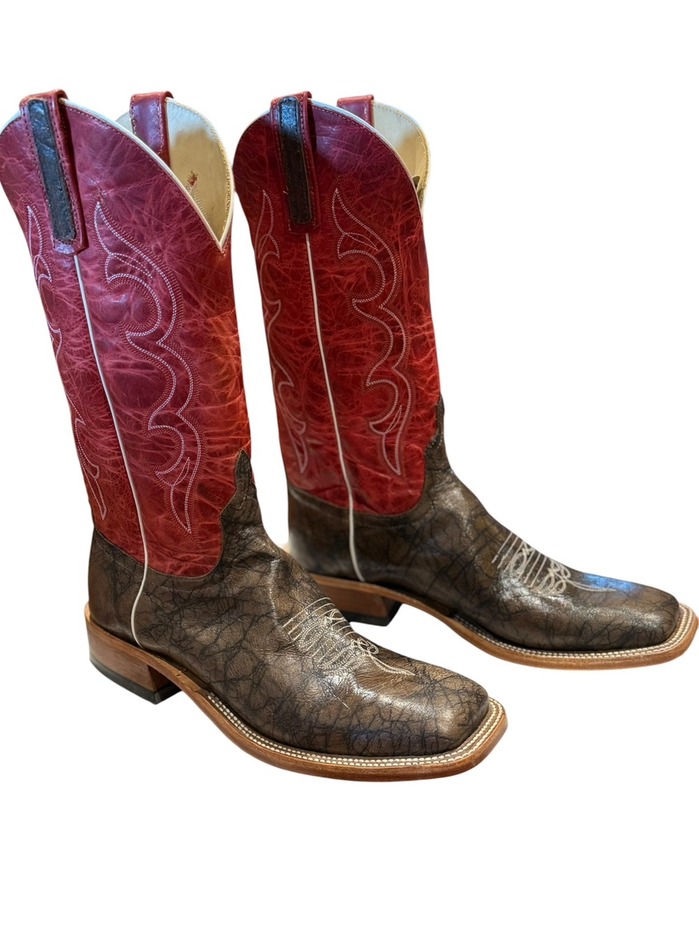 Anderson Bean Women’s 10B Western Cowboy Boots - Red Shaft with Brown Foot NIB